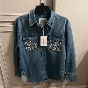 Frame oversized pearl studded shirt